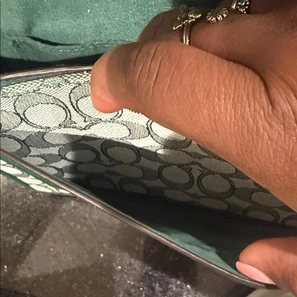 Coach Signature Green Jacquard Flap Crossbody Bag - Picture 4 of 5